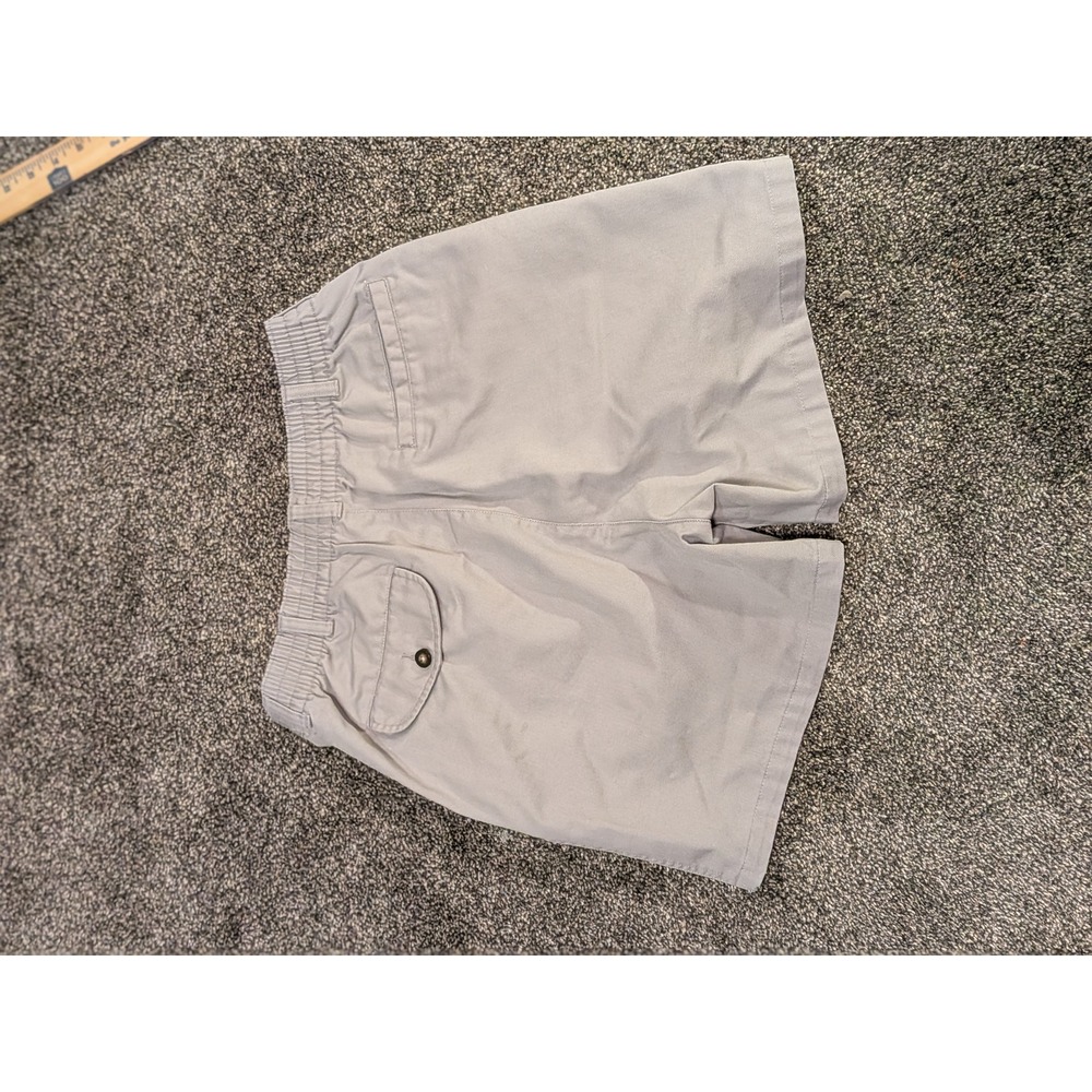 Towncraft Mens Light Gray Elastic Waist Easy Care Stain Release Chino Shorts 32W